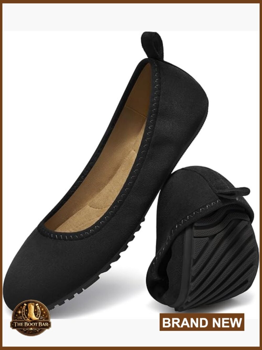 Foldable Suede Ballet Flats for Women - Memory Foam - Slip On Loafers